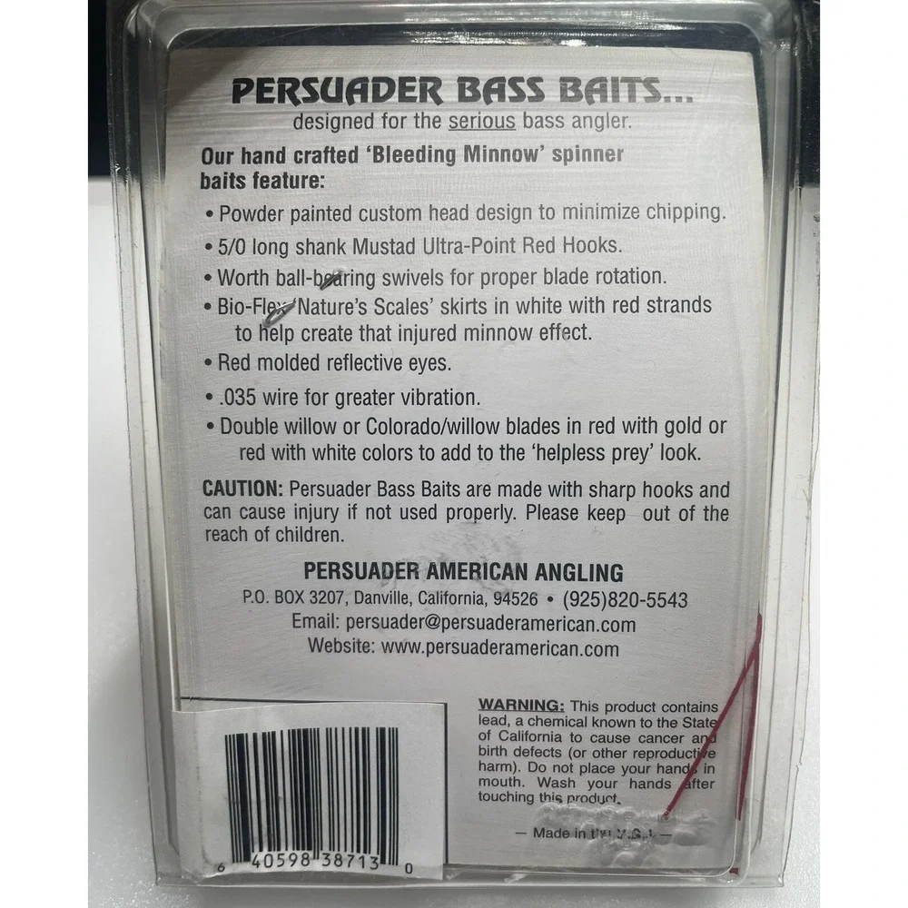 Persuader Bleeding Minnow Spinner Bait. 3/8 oz. New in Package!